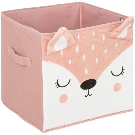 Atmosphera – Boîte de rangement pour jouets biche en carton et toile de polyester – 29x29x29 cm – Léger et empilable pour optimiser l'espace