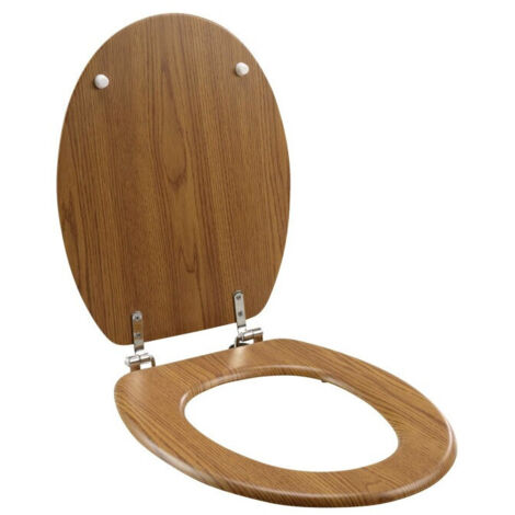 Abattant WC effet bois 37.5 x 46 cm – Charnières métalliques – Fixations réglables pour cuvette standard – Plastique durable – Bricoline (1/8)