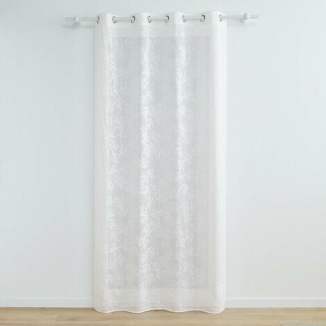 Voilage Vintage fleurs brodées Blanc 140x240 cm (1/4)
