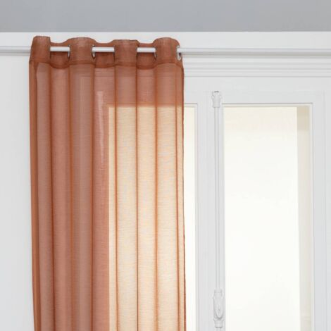 Atmosphera – Voilage à œillets terracotta 135 x 240 cm – 100% polyester – 8 œillets argent – Prêt-à-poser pour installation facile