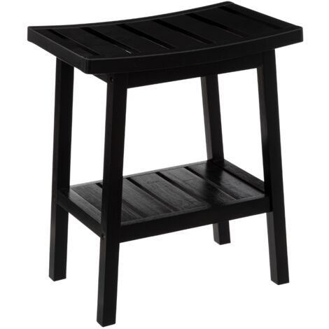 5Five Simply Smart – Tabouret en bambou noir 46 cm – Rangement astucieux pour espaces réduits – Léger et robuste – Gamme Green Harmony