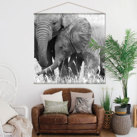 Toile murale ELEPHANT Noir 150x150 cm (1/3)