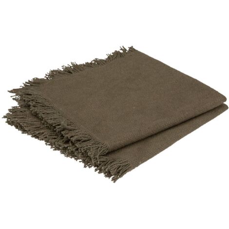 Lot de 2 Serviettes de table en Coton Vert Kaki finition frange 40 x 40 cm - Atmosphera (1/3)