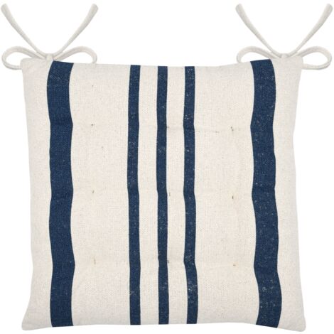 Galette de chaise à rayures Bleu Marine 38x38 cm