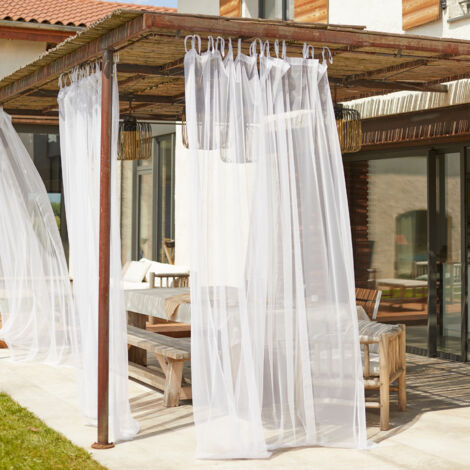 Voilage moustiquaire à nouettes blanc 140x280 cm – 100 % polyester – Installation rapide avec 7 nouettes – Protection efficace contre les insectes (1/5)