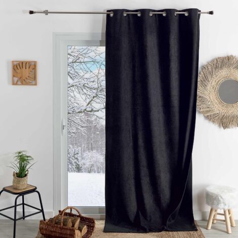 Rideau thermique phonique et semi occultant KONFOR Noir 140x180 cm (1/3)