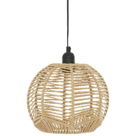 Atmosphera – Suspension en métal et corde beige D. 24 cm – Hauteur ajustable 19,5 cm – Douille E27 pour ampoule 40W – Design contemporain chaleureux (1/6)