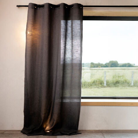 Rideau poly-lin à œillets Gris anthracite 140x260 cm