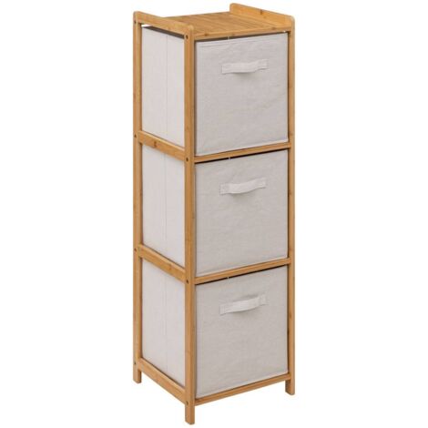 5Five Simply Smart – Étagère en bambou marron avec 3 paniers – Dimensions 35x33x109,5 cm – Rangement esthétique pour salon, bureau, chambre