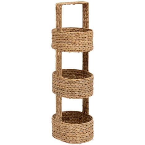 Atmosphera – Panier étagère 3 compartiments en métal et jacinthe tressée H 90 cm – Structure en fer solide – Pour rangement esthétique et ordonné (1/3)