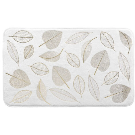 Tapis de Bain Joya Feuilles Dorées Blanc 45x75 cm (1/4)