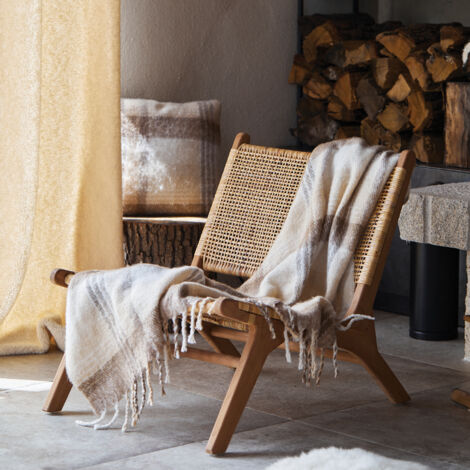 Plaid tartan Ecossais - Effet mohair Beige 127x152 cm (1/2)