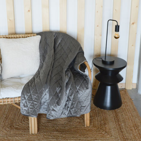 Plaid Canapé en velours matelassé Gris 125x160 cm