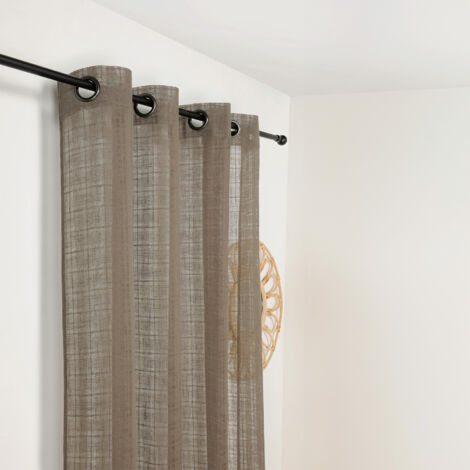 Voilage à carreaux 145x260cm "Kelsch" - 145x260cm - Marron