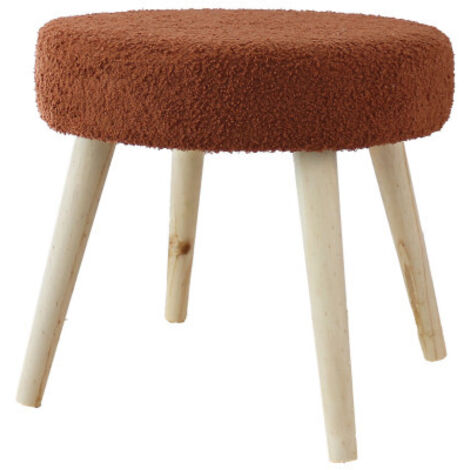 Tabouret rond en bouclettes Terracotta 45x45x40 cm (1/3)