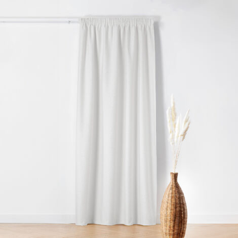 Rideau Thermique à Galon Fronceur - Effet Bouclette Blanc 140x260 cm (1/3)