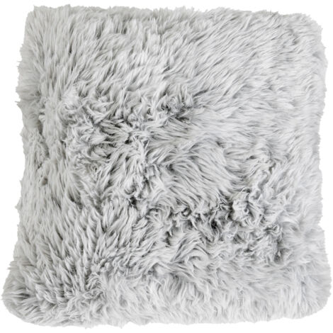 Coussin Déhoussable Imitation Fourrure - 45x45 Cm, Gris Antartic, Ultra Doux Et Chaleureux