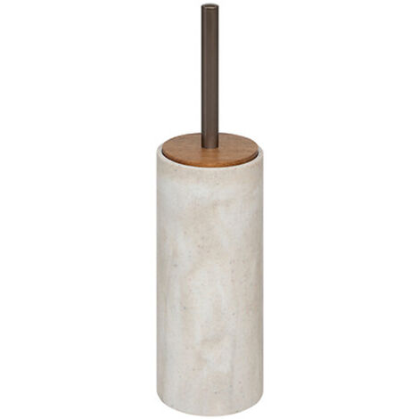 5Five Simply Smart – Brosse WC effet marbre beige – Design élégant pour salle de bain – Polypropylène et polyrésine – Dimensions compactes D. 9,6 x H. 37 cm