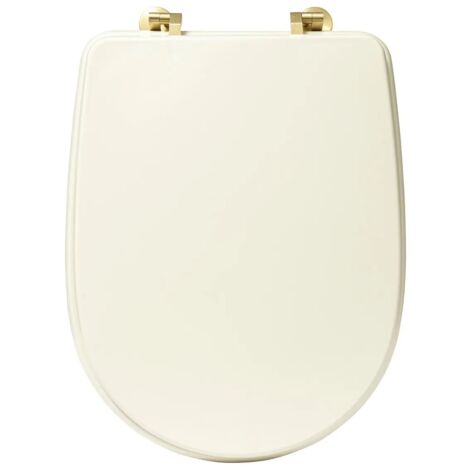 5Five Simply Smart – Abattant WC ivoire HDF avec charnières dorées – Finition peinture à l’huile – Installation rapide avec vis standard – Dimensions 49x36cm (1/4)