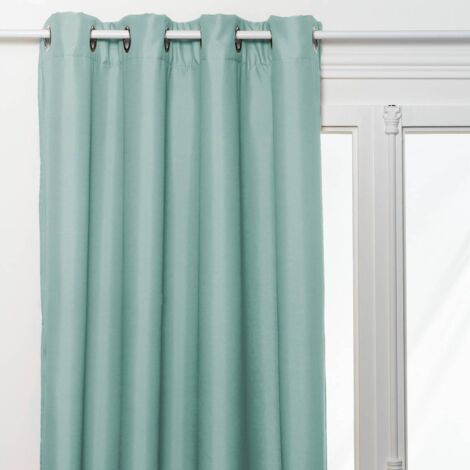Rideau à oeillets isolant thermique avec doublure polaire Céladon 140x260 cm