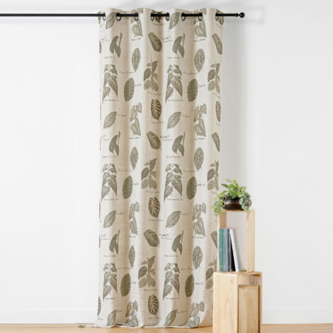 Rideau à Oeillets Botanique Vintage Vert 145x260 cm (1/3)
