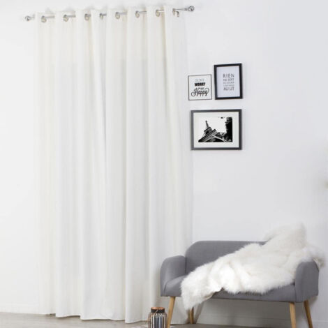 Rideau à oeillets isolant thermique avec doublure polaire Ivoire 140x260 cm (1/5)