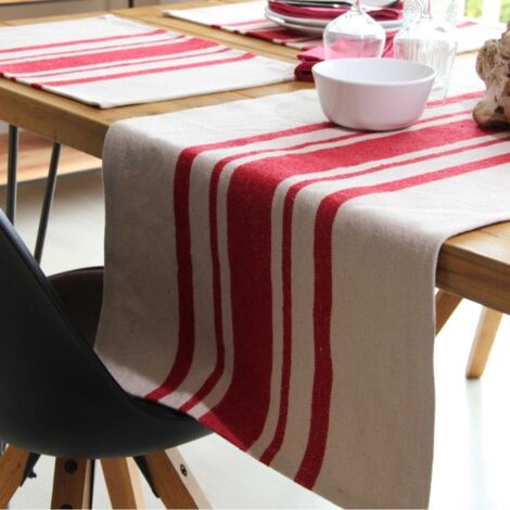 Chemin de table coton épais Rustique Rouge 50x150 cm (1/2)
