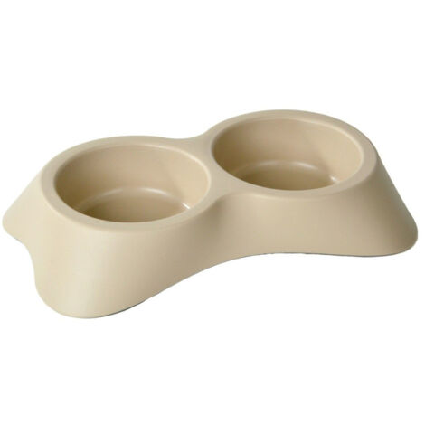 Gamelle double pour chien et chat Taupe 35x20 cm (1/2)
