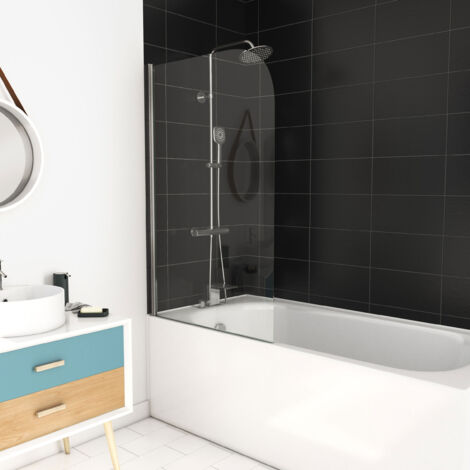 pare baignoire pivotant 130x75cm profile aluminium chrome - vela chrome