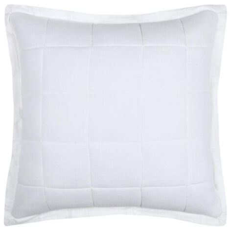 Coussin carré uni en gaze de coton surpiquée Blanc 45x45 cm (1/3)