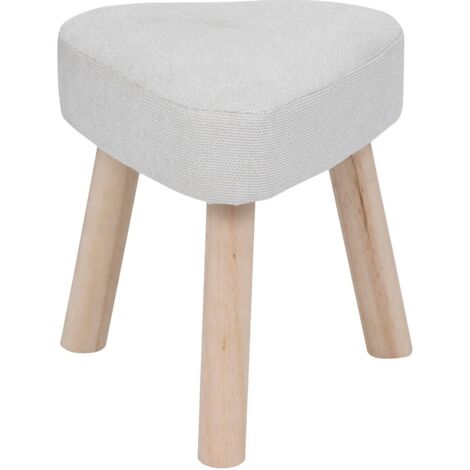 Atmosphera – Tabouret de bar en bois avec assise en tissu texturé ivoire 32 x 36 cm – Siège d'appoint léger et compact – Prêt à l'emploi (1/5)
