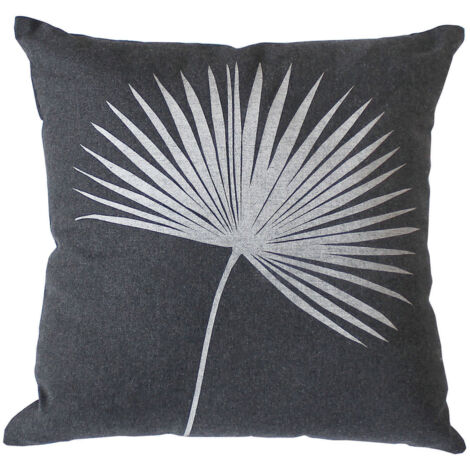 Coussin carré feuille de palmier Gris Foncé 40x40 cm (1/2)