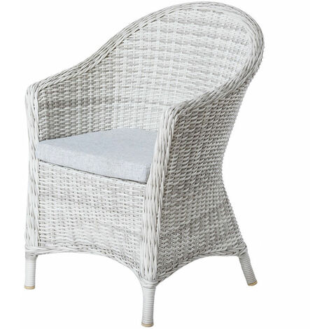 Fauteuil D Exterieur En Rotin Blanc Blanc 63 00 Cm X 63 00 Cm X 87 00 Cm Blanc