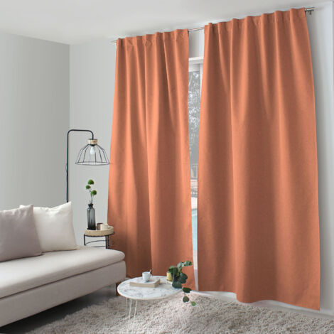 Rideau occultant aspect chambray Terracotta 140x240 cm