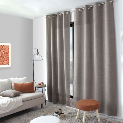 Rideau à oeillets en velours chenillé Taupe 140x240 cm (1/5)