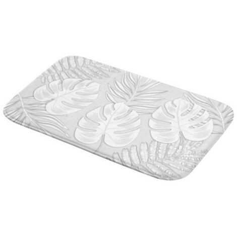 Tapis de bain imprimé feuilles Gris clair 45x75 cm (1/5)