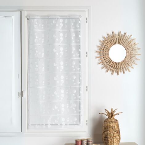 Voilage modulable en maille motif géométrique blanc 45x120 cm – 100% polyester – Design ajouré pour lumière et intimité