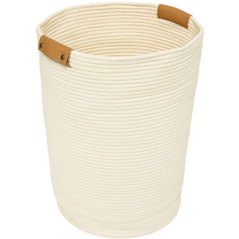 Panier à linge tressé 80L Ivoire 44x44x56 cm (1/3)