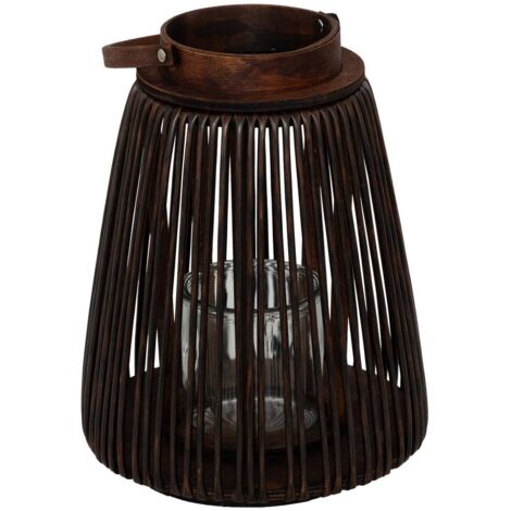 Lanterne Hopia fibre végétale marron H31cm - Atmosphera créateur d'intérieur