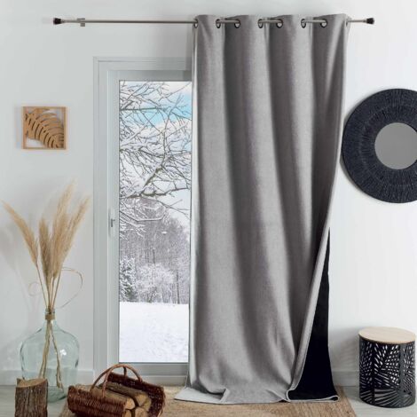 Rideau thermique phonique et semi occultant KONFOR Gris Perle 140x300 cm (1/4)