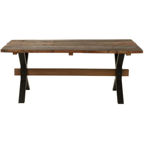 Table 180x89x76 cm en bois marron vieilli et métal noir - TRUVIZ (1/5)