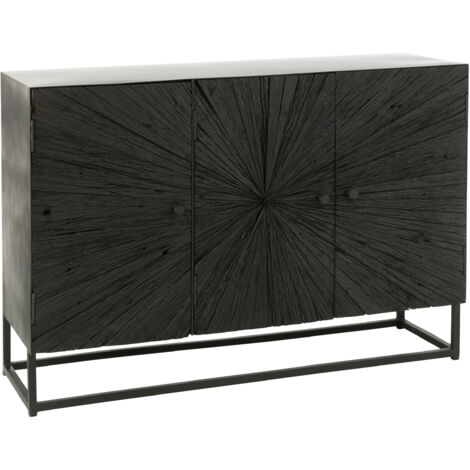 Buffet 3 portes 120x38x81 cm en bois recyclé noir - SHANIL (1/5)