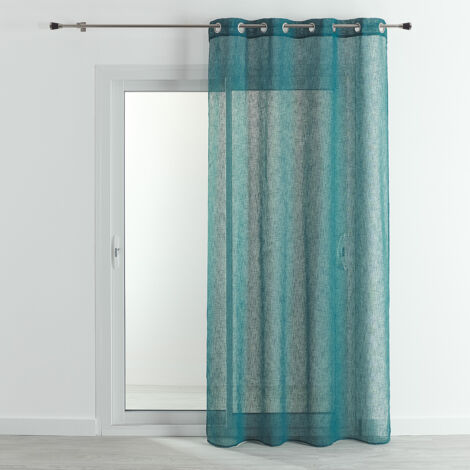 Voilage - Effet lin fluide Bleu Paon 140x240 cm