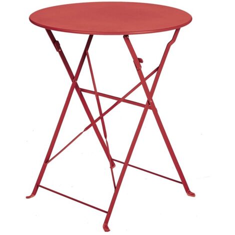 Table de jardin pliante ronde en acier traité époxy – 60cm Ø – Capacité 2 personnes – Système de pliage pratique pour petits espaces – Ozalide