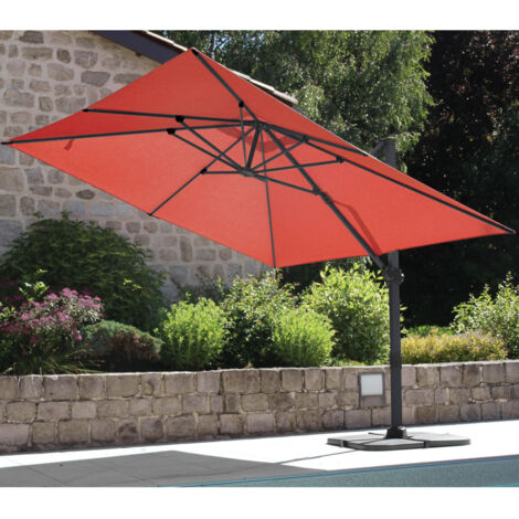 Grand parasol rectangulaire avec rotation 360° Terracotta 3x4 m