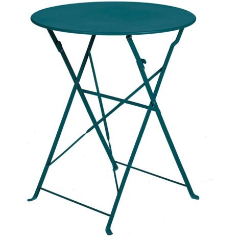 Table de jardin pliante ronde en acier époxy 60 cm – Résistante aux intempéries – Système de pliage pratique – Pour balcons et terrasses – Ozalide
