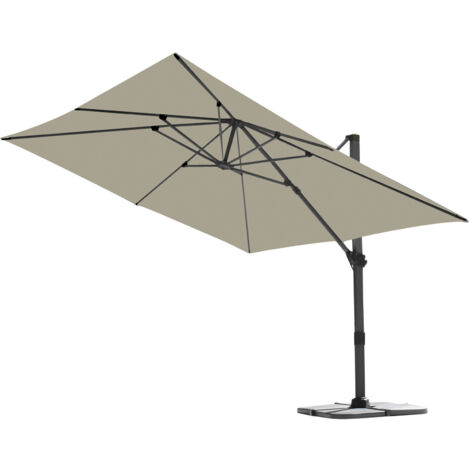 Parasol rectangulaire 3x4 m avec rotation 360° – Structure aluminium anthracite – Toile oléfine 200 g/m² haute résistance UV – Ozalide