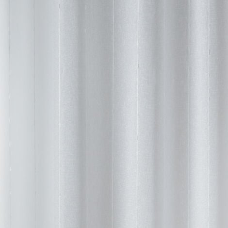 Paire de petits voilages droits en étamine rayée Blanc 45x120cm