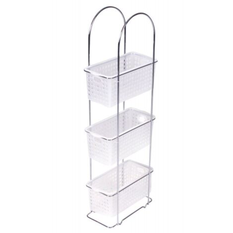 5Five Simply Smart – Étagère de salle de bain 3 niveaux – Acier chromé et polypropylène – Longueur 29.6cm, largeur 15cm, hauteur 84.7cm – Paniers amovibles