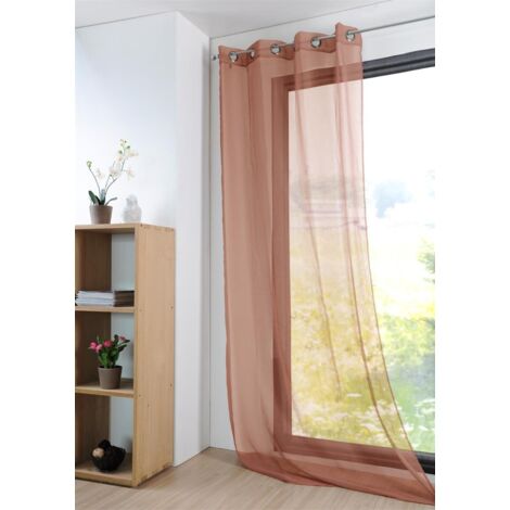 Homemaison – Voilage uni léger 135 x 260 cm – 100% polyester – 8 œillets ronds argent – Protection des regards indiscrets
